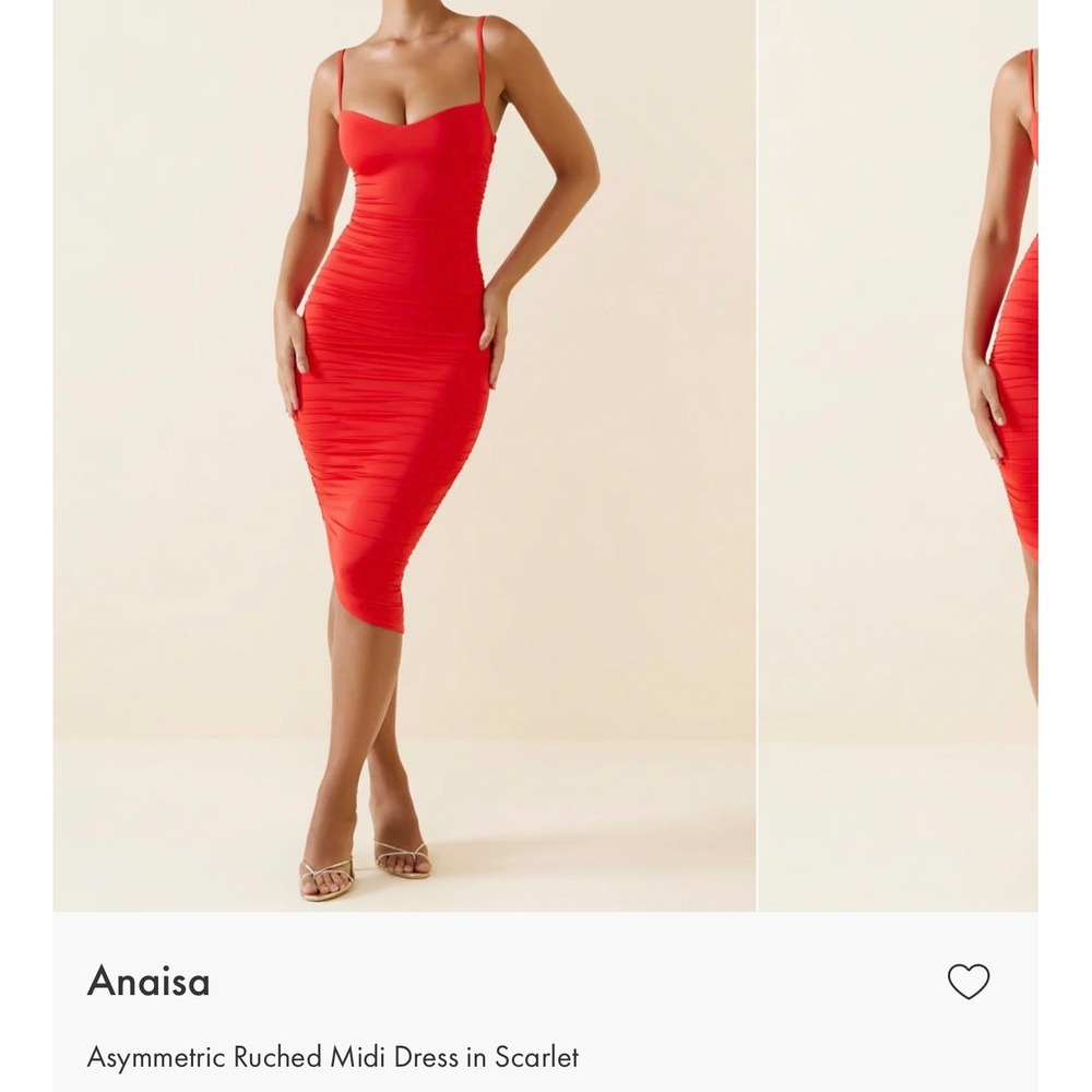 Oh Polly Anaisa Asymmetric Ruched Midi Dress Pastel Yellow XS Bodycon Sweetheart - Picture 1 of 6